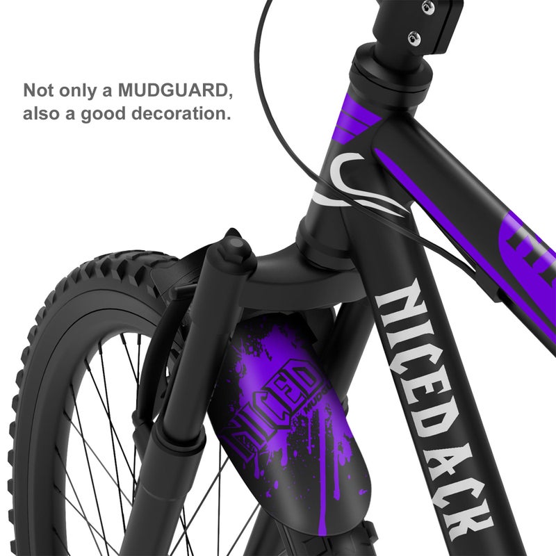 NICEDACK Bike Fender, 2PCS MTB Mud Guard Front and Rear Compatible Bicycle Mud Guard Set Downhill Mountain Bike Mudguard Fits 650B 20" 26" 27.5" 29 inch and Fat Bicycle (A-Purple) - Image 5